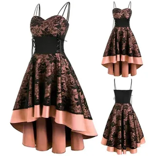 YEBIRAL Damen 1950er Vintage Retro Rockabilly Kleider Elegant Spitzenkleid Hochzeit Ärmellos Cocktail Abendkleider - XL