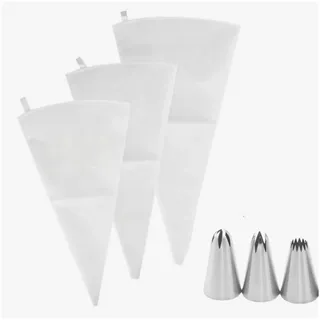 luxuskollektion Angelkiss Spritzbeutel-Set 3-teilig 25/30/35cm Baumwolle mit 3 Tüllen
