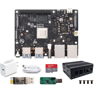 VisionFive2 Open Source RISC-V AI Linux Single Board Computer, Quad-core StarFive JH7110 64-bit CPU, LPDDR4 8GB RAM, Dual Gigabit Network M.2 M-Key Port, Support Debian OpenCL3.0 (with WiFi 6 Dongle)