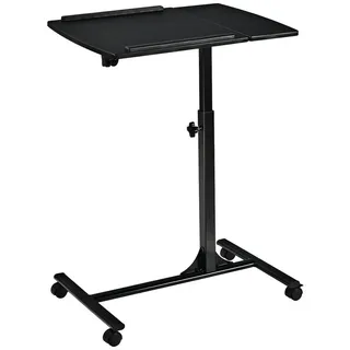 Goplus Laptoptisch hoehenverstellbar, Laptopstaender Holz, Notebooktisch mit Rollen, Notebookstaender drehbar, Verstellbarer Computertisch, 71-93 cm x 64 x 45 cm (Schwarz)