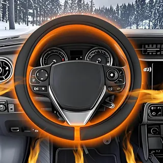 Wiederaufladbarer Beheizter Lenkradbezug, Car Steering Wheel 12V Heated Cover, Auto Lenkradheizung, Tragbare Elektrische Heizung, 14,5-15,5 Zoll Lenkradheizung, für Autos, LKWs, Transporter, SUVs.
