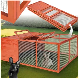 tectake Kleintierstall Hasenstall, aus Holz braun