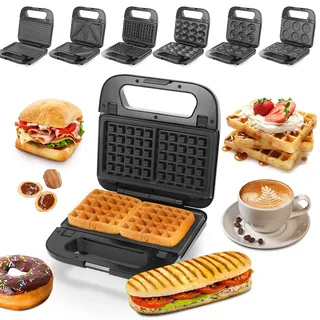 SUPERLEX 6-in-1 Multifunktionsgerät Sandwichtoaster Waffeleisen Toast Grill 750W