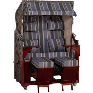 WebaVita Strandkorb Karibik 2-Sitzer Pinie Blau gestreift