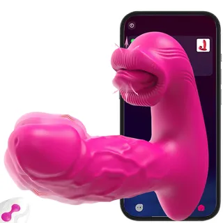 Bunutne 2 in 1 Vibratorensets für die Frau Vibration Dildo mit 9 Vibrationsmodi & Zungenleckmodi G Punkt Vibrator mit App & Fernbedienung Zunge Klitoris Stimulator Sexspielzeug für Frauen Paare