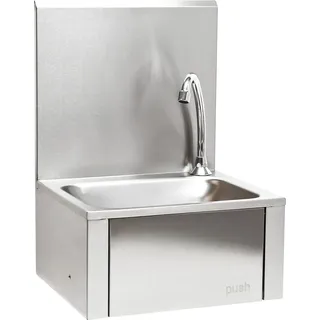 XPOtool Edelstahl Gastro Waschbecken mit quadratischem Innenbecken, Spritzschutz zur Wandmontage für Gastronomie Küche Werkstatt