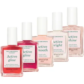 Manucurist Nagellack Set mit 5 Rainbow Active - 5 Nagelpflege: Active Glow Raspberry und Blueberry, Active Shine, Active Smooth, Active Bright - Mit Nagelhärter - Made in France