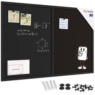 ALLboards Kombitafel 90 x 60 cm Schwarz/Kork