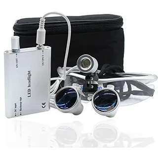 BoNew-Oral Dental Lupenbrille Kopflupe Brillenlupe 3.5x420mm Vergrößerungsglas + Headlight