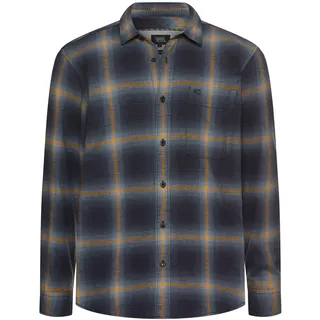 Langarmhemd CAMEL ACTIVE, Herren, Gr. L, N-Gr, schwarz navy, Web, Obermaterial: 98% Baumwolle, 2% Elasthan, kariert, regular fit taillenbedeckt, Manschette, Hemden, mit Logo Stickerei