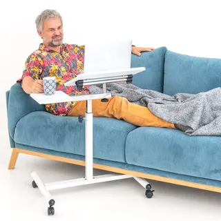 Tatkraft Bianca Laptop-Tisch höhenverstellbarer Arbeits-Tisch mit Mausablage, Bett-Tisch 45x40cm 15708 Weiß