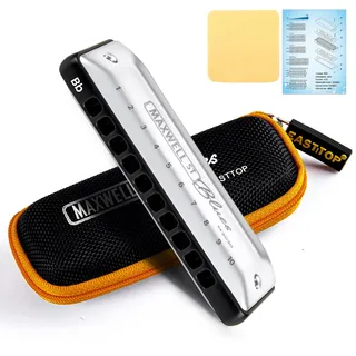 East top MAXWELL ST Blues Mundharmonika Bb, professionelles Überblasen und Biegen 10 Löcher MS030 Harp Mundorgel für Spieler und Studenten