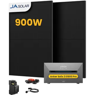 Anker SOLIX Solarbank 2 E1600 Pro + 2 x 450W Bifaziale Solarmodule + Smarter Zähler