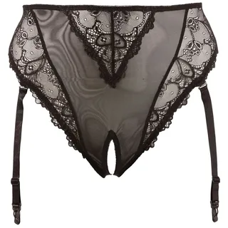 Straps-Slip ouvert aus Powernet und Spitze, schwarz, 4XL