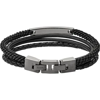 Fossil Vintage Casual Armband Schwarz Edelstahl Leder JF03185793 Größe 21,5 cm