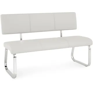 IDIMEX Esszimmerbank Vilas Dreisitzer, gellgrau - gepolsterte Essbank mit Rückenlehne für 3 Personen, Sitzbank aus Kunstleder für Küche, verchromtes Metallgestell