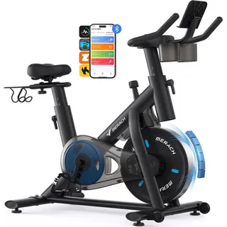 Merach Heimtrainer Fahrrad mit magnetischem Widerstand Leises Bremsbelag/Hometrainer Fahrrad mit lcd, App, Tablet-Halter, bis 136 kg