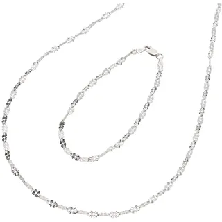 FIRETTI Ketten und Armband Set FIRETTI "Multipack Schmuck Geschenk Silber 925 Armkette Halskette Plättchen", silber (silberfarben), Schmuck_Sets, Damen, Silber 925 (Sterlingsilber)