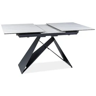 Ausziehbarer Esstisch VIDOR 2 – 120x80, weißer Marmor / Schwarz - Schwarz