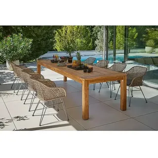 Sunfun Loungemöbel-Set Laura/Maja  (9 -tlg., Akazie//Stahl/PE-Geflecht, Braun/Grau)