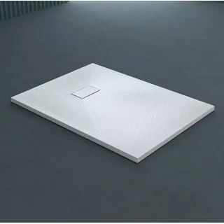 doporro Duschtasse Duschwanne 90x120x4 flach Mineralgusswanne Weiß auch für ebenerdige Dusche geeignet Geoma08 - doporro
