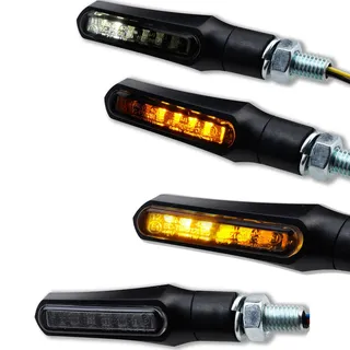 Germany Motorsports LED Mini Motorrad Blinker Set Shark e-geprüft schwarz universal 12V (Standlicht Blinker + LED Blinker, 2 Paar)