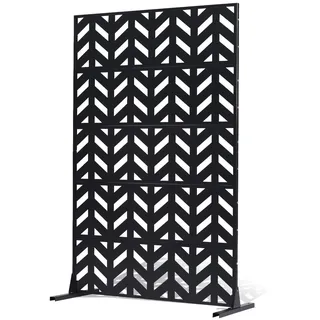 Vevor Paravent, 120x50,8x183 cm, Raumteiler für den Außenbereich, freistehende Trennwand mit Ständer, dekorativer Garten-Sichtschutz, Raumtrenner für Balkon, Terrasse, Innenbereich, Schwarz