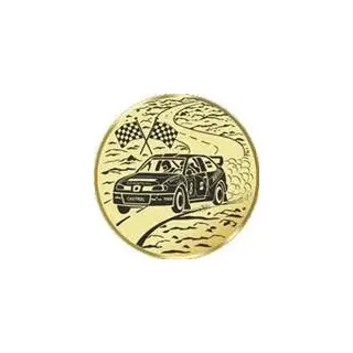 S.B.J - Sportland Pokal/Medaille Emblem, Motiv Auto-Rallye, Durchmesser 50 mm, Gold