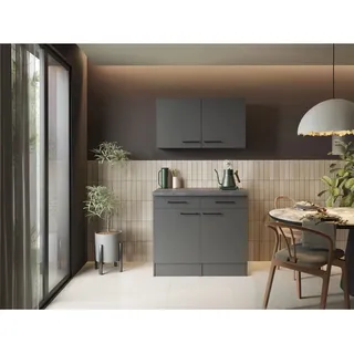 Respekta Sideboard Küchenschrank 100 cm Grau Matt