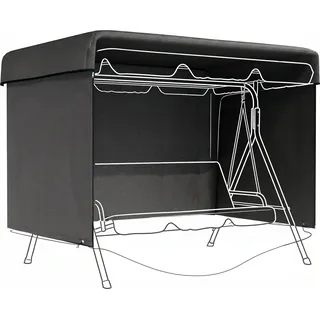 Outsunny Hollywoodschaukel Abdeckung 3 Sitzer, Wasserdicht Winterfest Schutzhülle für Gartenschaukel, Winddicht UV-Beständig Abdeckplane für Gartenmöbel, Hängesessel, 215 x 155 x 150 cm Schwarz   Aosom