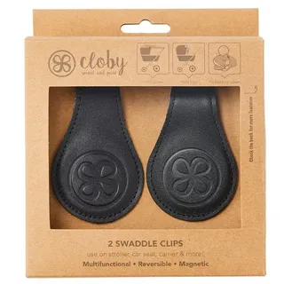 Cloby Magnetische Wickel-Clips aus Leder und Segeltuch, Schwarz/Grau, 180 g