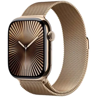 GPS + Cellular 46 mm Titangehäuse gold Milanaise Armband gold M/L