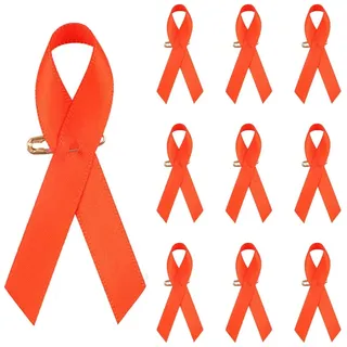 Qiantull 50 Stück Satinbänder mit Sicherheitsnadeln Satin Schleifen Anstecknadel Schleifenstifte Brosche Satin Bänder für Wohltätigkeitsveranstaltungen 4x7,5cm Orange