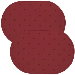 Erwin Müller Platzset Tischset "Neuss" 2er-Pack, abwaschbar Uni rot oval | 35 cm x 50 cm