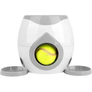 Automatischer Ballwerfer, Ballwurfmaschine Hunde Wurfweite 30ft, Ballmaschine Hund, Magic Ball für Hunde Dog Toy Ball Hund bewegt Sich Zuführung Inklusive für Kleine - Mini Style (Weiß)