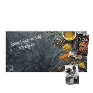 Primedeco Magnettafel Glas Küche Zutaten Pinnwand Whiteboard beschreibbar, (Inklusive Stift, Magnete und Montagematerial, 1-tlg., 9 verschiedene Größen), Magnetisch und Beschreibbar schwarz 100 cm x 50 cm