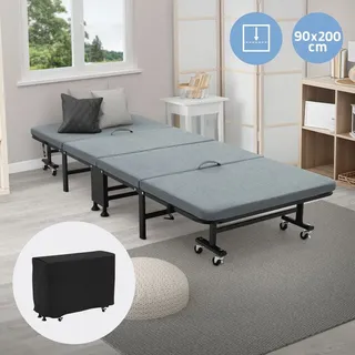 ECD Germany Gästebett Klappbett 90 x 200 cm grau