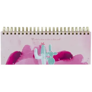 Nova MD Rosa Tischkalender ohne Datum Alpaka & Kaktus. Hochwertiger, moderner Wochenkalender, Querkalender für 52 Wochen +1. 1 Woche 2 Seiten. Verwendbar als Kalender 2025/2026