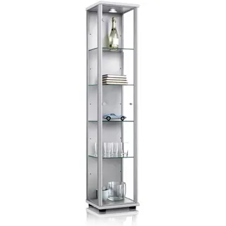 K-Möbel Glasvitrine C1014 176 x 37 x 33 cm Silber