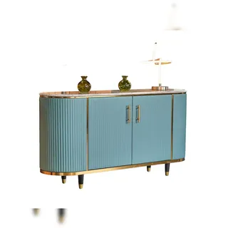 KAWOLA Sideboard MARIA Marmorplatte Kunstleder hellblau