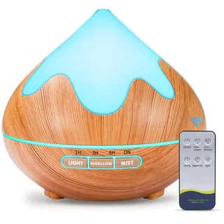Aroma Diffuser, 500ml Kleiner Ultraschall Aromatherapie Diffusor für ätherische Öle, mit automatischer Abschaltfunktion, Hellbraun