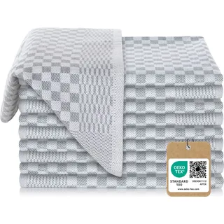 Vaily Premium Geschirrtücher 10er Pack - Trockentücher aus 100% Baumwolle super Saugstark- - 70 x 45 cm Grau