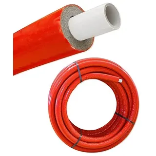 Iso - Mehrschichtverbundrohr 20 x 2 mm / rot - 20 mm Isolierstärke - Rolle 25 m - 100% GEG ** 1m/5,79 EUR