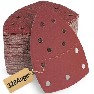 80 Stück Schleifpapier Dreieckschleifer Set 105x152 mm (93x93x93 mm), 320 Granularität, 11-Loch für Bosch PSM 100A, PSM 160, PSM 200 AES, PSM 18, für Holz, Metall, Kunststoff