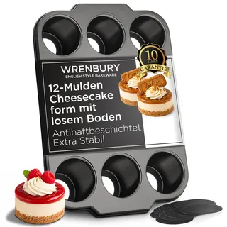Mini Käsekuchenform 12er mit Losem Boden – Antihaft Karbonstahl Törtchen Form...