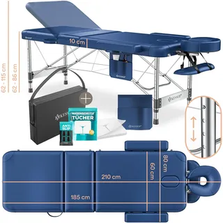Kesser KESSER® Massageliege klappbar höhenverstellbar Mobile Massagebett Massagetisch Kosmetikliege Therapieliege Aluminium + 10x Gesichtsauflage mit Kopfstütze Armlehnen & Tasche