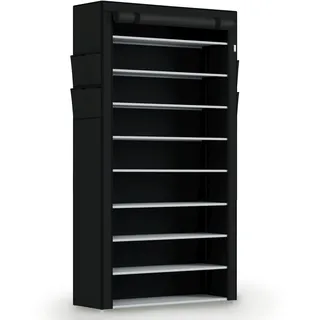 Juskys Schuhschrank L 9 Ebenen, geschlossen, Stoff-Bezug wasserabweisend, Stecksystem