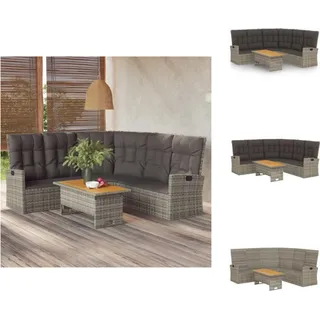 vidaXL 2-tlg. Garten-Lounge-Set mit Kissen Grau Poly Rattan -  Gartenmöbel-Sets - Grau