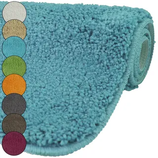 DILUMA | WC Deckelbezug 47x36 cm Türkis | Toilettendeckel Bezug | Flauschiger Hochflor, Weich, rutschfest, Saugstark