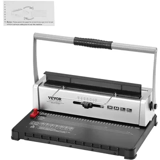 Vevor Spiralbindegerät, Manueller Buchmacher 34-Loch-Bindung 120 Blatt, Stanzbinder mit verstellbarem 3/16- 9/16 Zoll Spiralbinderücken und Seitenrand, für Briefformat, A4, A5